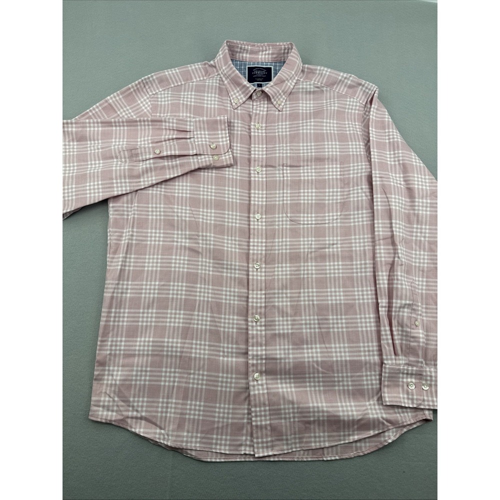 Charles Tyrwhitt Non-Iron Classic Fit Button Down Flannel Mens L Pink Plaid - Picture 2 of 9